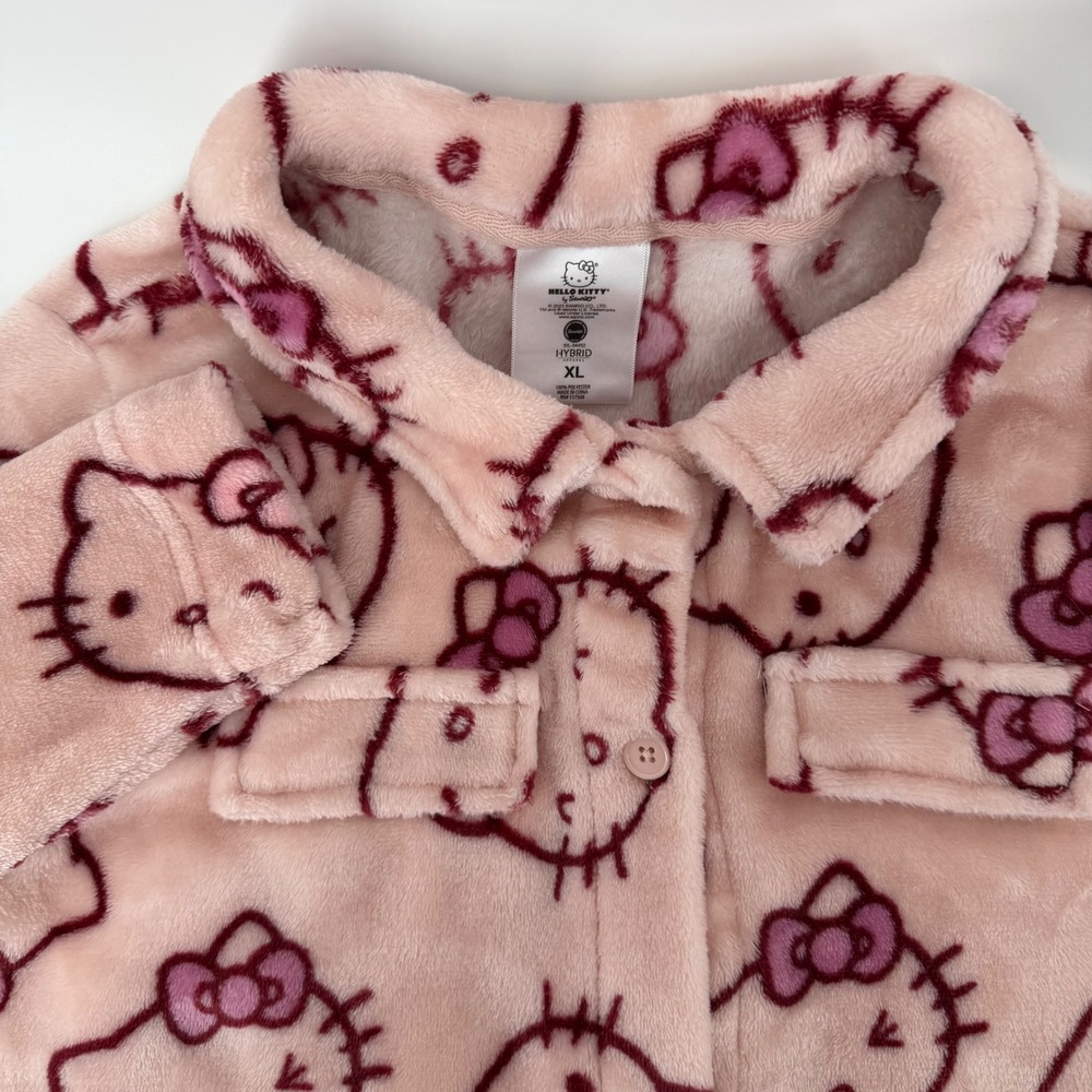 Hello Kitty Pink Plush Pajama Top XL‎ Fuzzy Lounge Sleepwear Sanrio